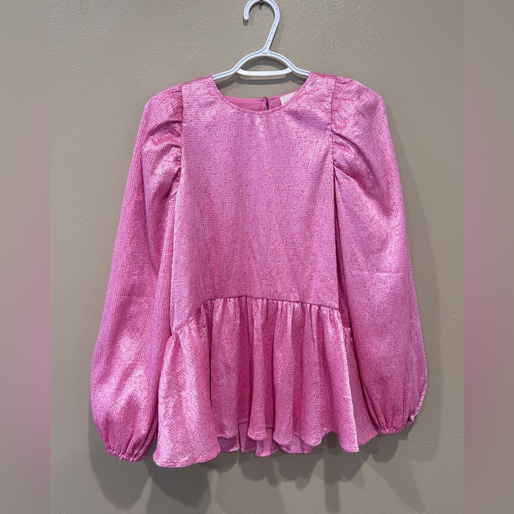Stine Goya Jenny Blouse in Dusty Pink Sequin Puffed Long Sleeve Size XS EUC
